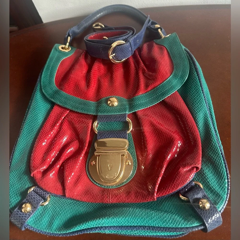 Hype Leather Colorblock leather satchel/shoulder bag - Picture 6 of 7